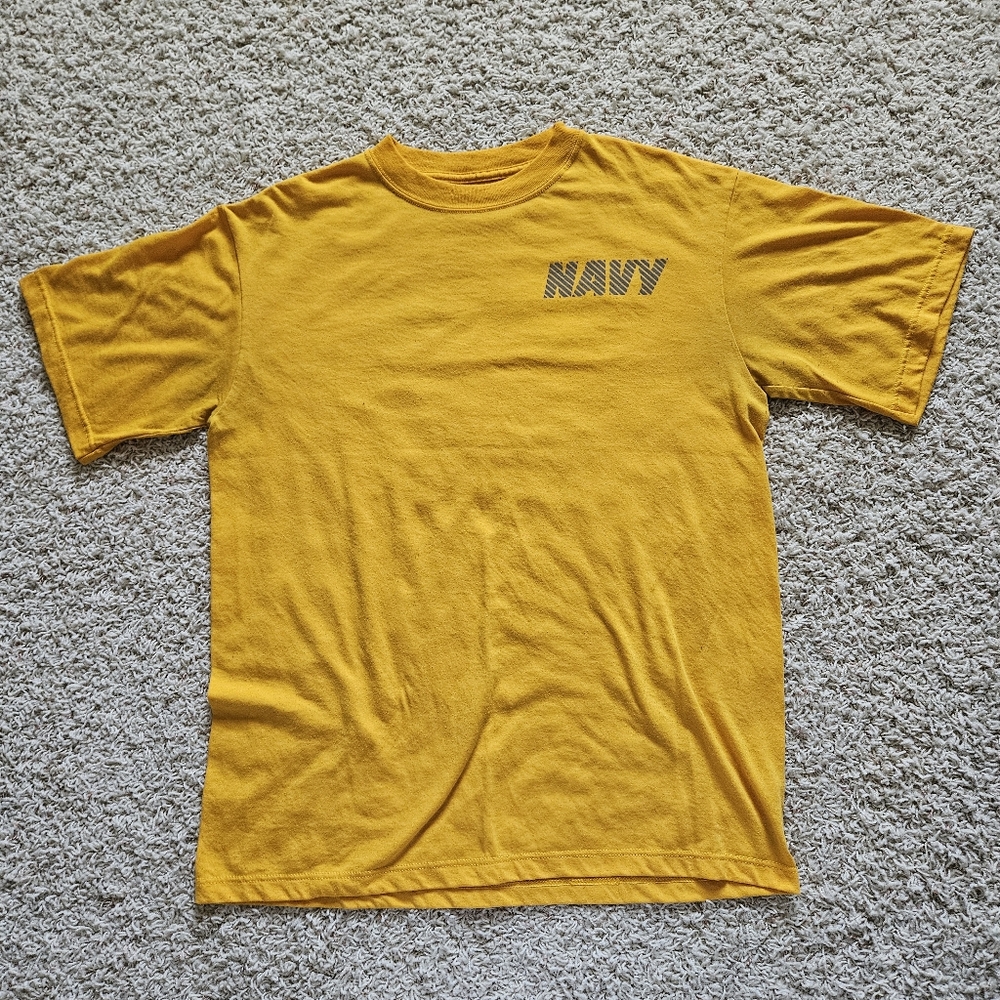 MJ Soffe US NAVY Yellow Tee Shirt Reflective Lettering Made In USA Size …
